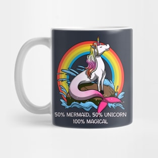 50% Mermaid 50% Unicorn 100% Magical Fantasy Rainbow Mug